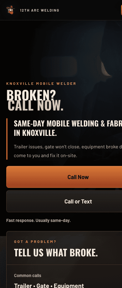 Mobile view of the 12th Arc Welding website